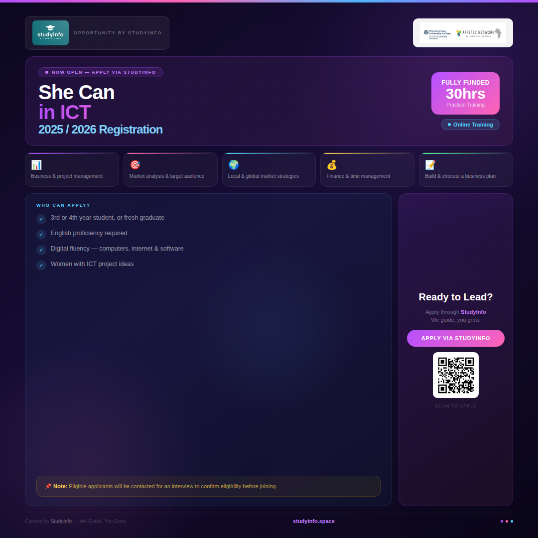 She Can in ICT Registration Form 2025/2026